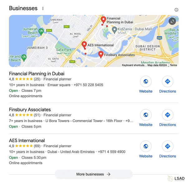 example of local search results in Google example of local search results in Google